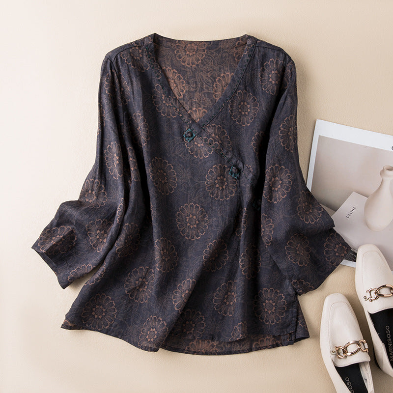 Maeve Holbrook | Paisley Print V-Neck Blouse For Women