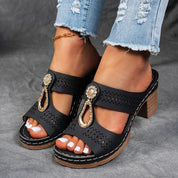 Eliza Winters | Rhinestone Wedge Sandals For Women