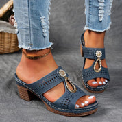 Eliza Winters | Rhinestone Wedge Sandals For Women