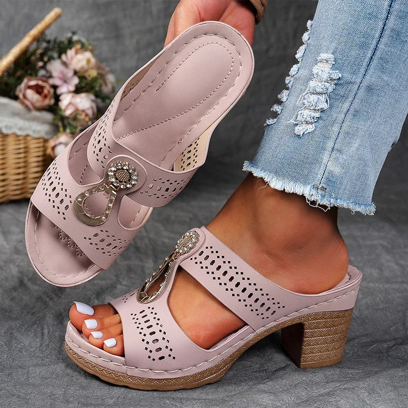 Eliza Winters | Rhinestone Wedge Sandals For Women