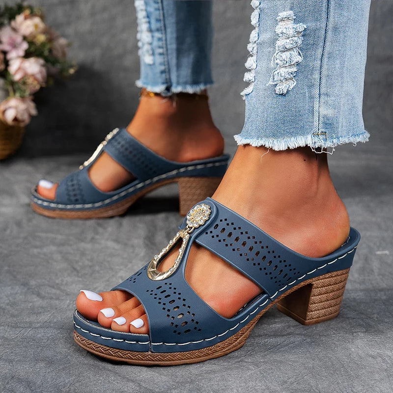 Eliza Winters | Rhinestone Wedge Sandals For Women