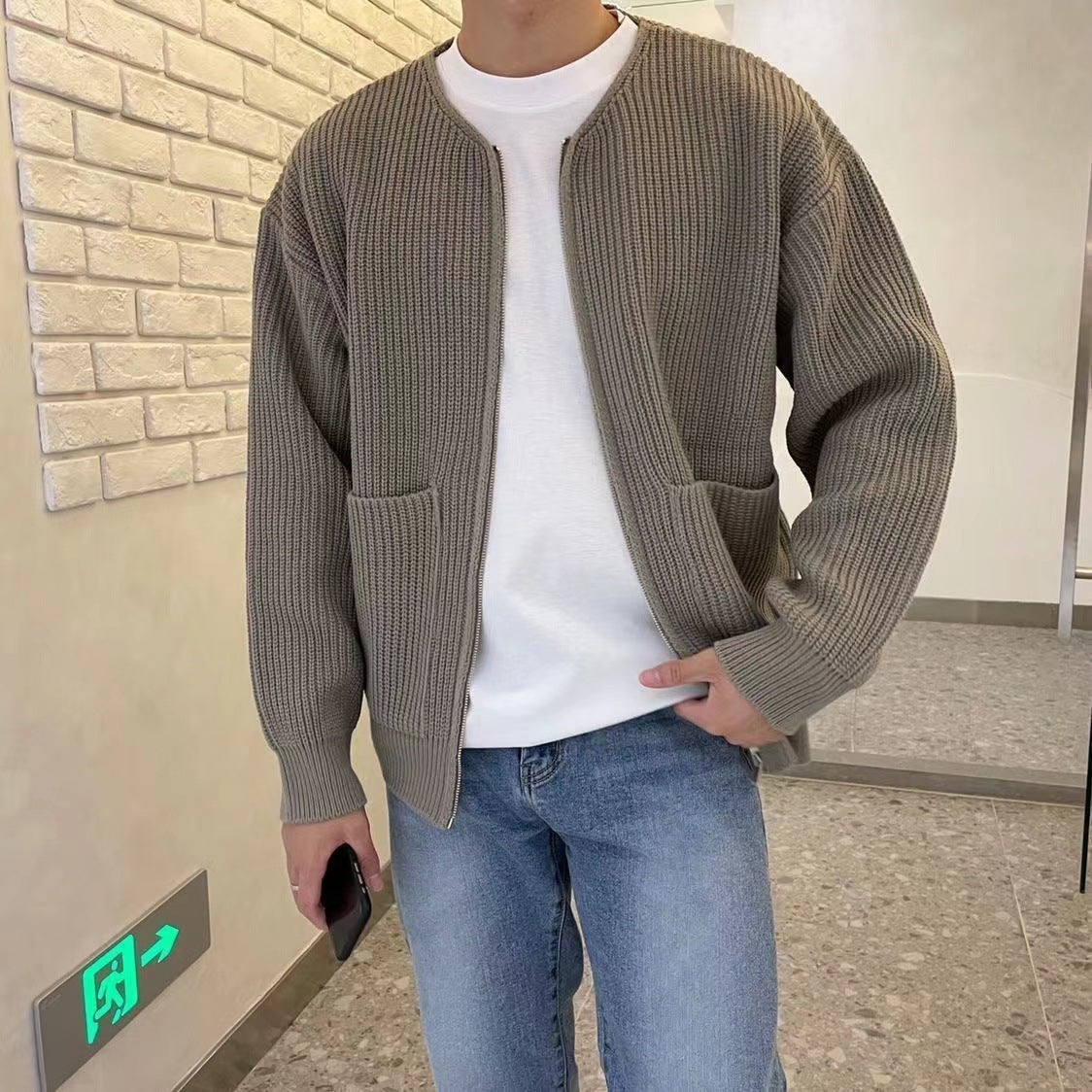Adrian Bellucci | Minimal Knit Zip Cardigan For Men