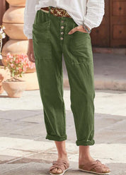 Marnie Ellison | Linen Trousers With Button Detail For Women