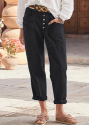 Marnie Ellison | Linen Trousers With Button Detail For Women