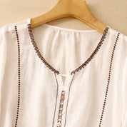 Eloise Fairbanks | Embroidered Ruffle Sleeve Blouse