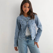 Holly Bennett | Collarless Denim Jacket For Women