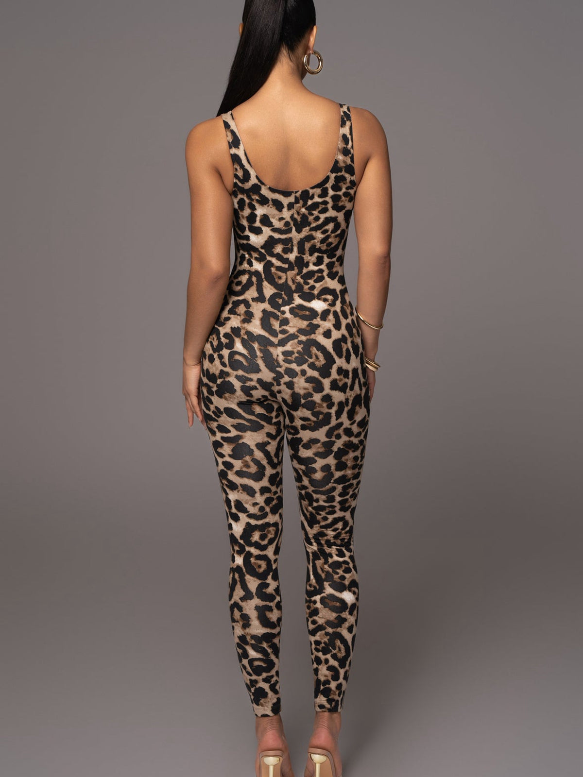 Georgia Calder | Leopard Print Scoop Neck Jumpsuit For Women