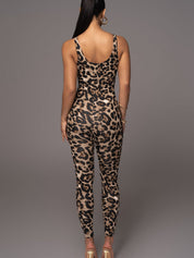 Georgia Calder | Leopard Print Scoop Neck Jumpsuit For Women