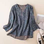 Maeve Holbrook | Paisley Print V-Neck Blouse For Women