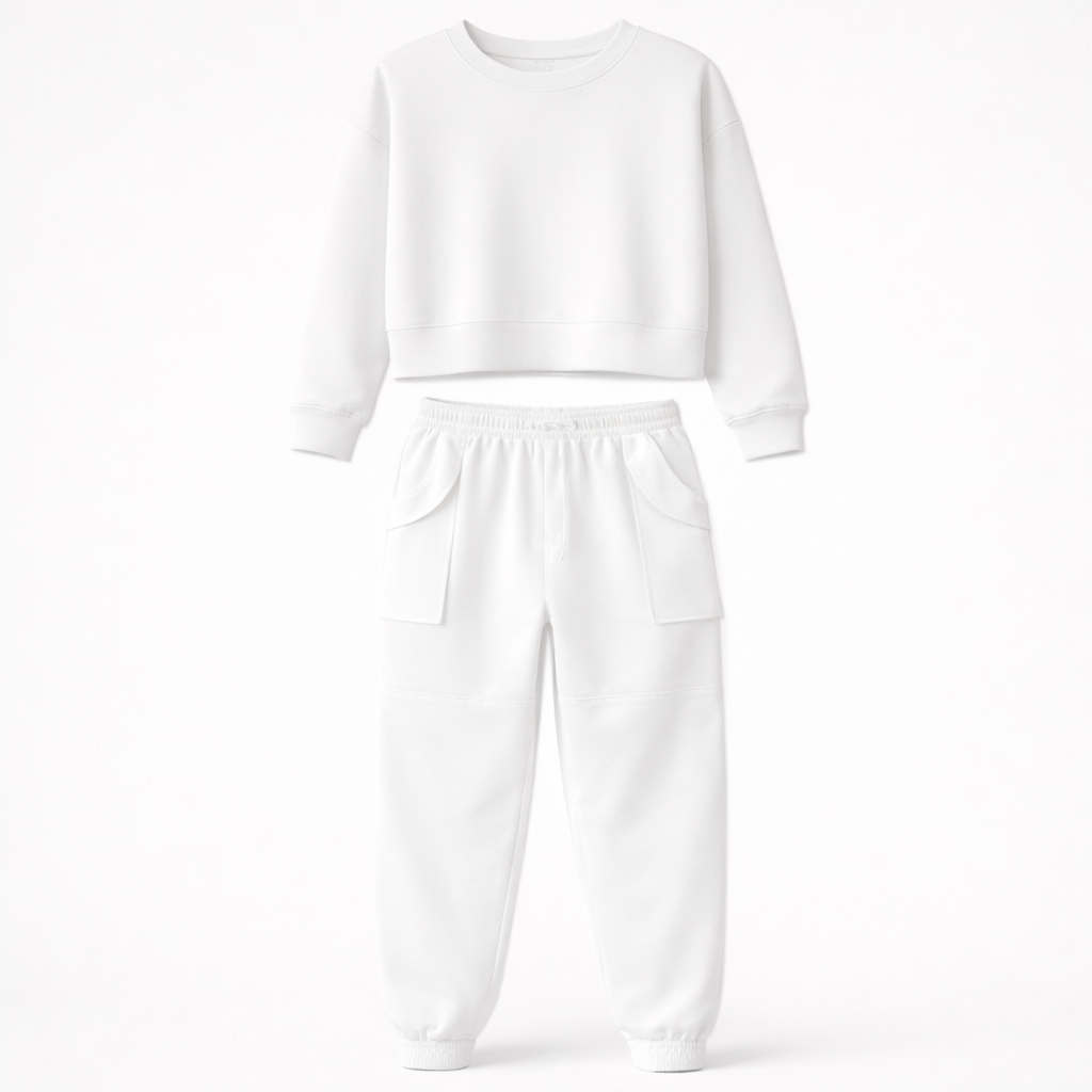 Jade Collins | Crop Sweatshirt & Cargo Jogger Set For Women