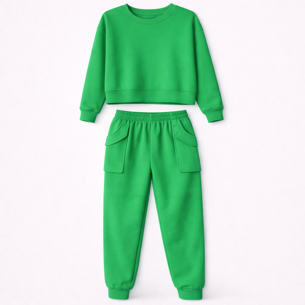 Jade Collins | Crop Sweatshirt & Cargo Jogger Set For Women