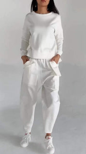 Jade Collins | Crop Sweatshirt & Cargo Jogger Set For Women