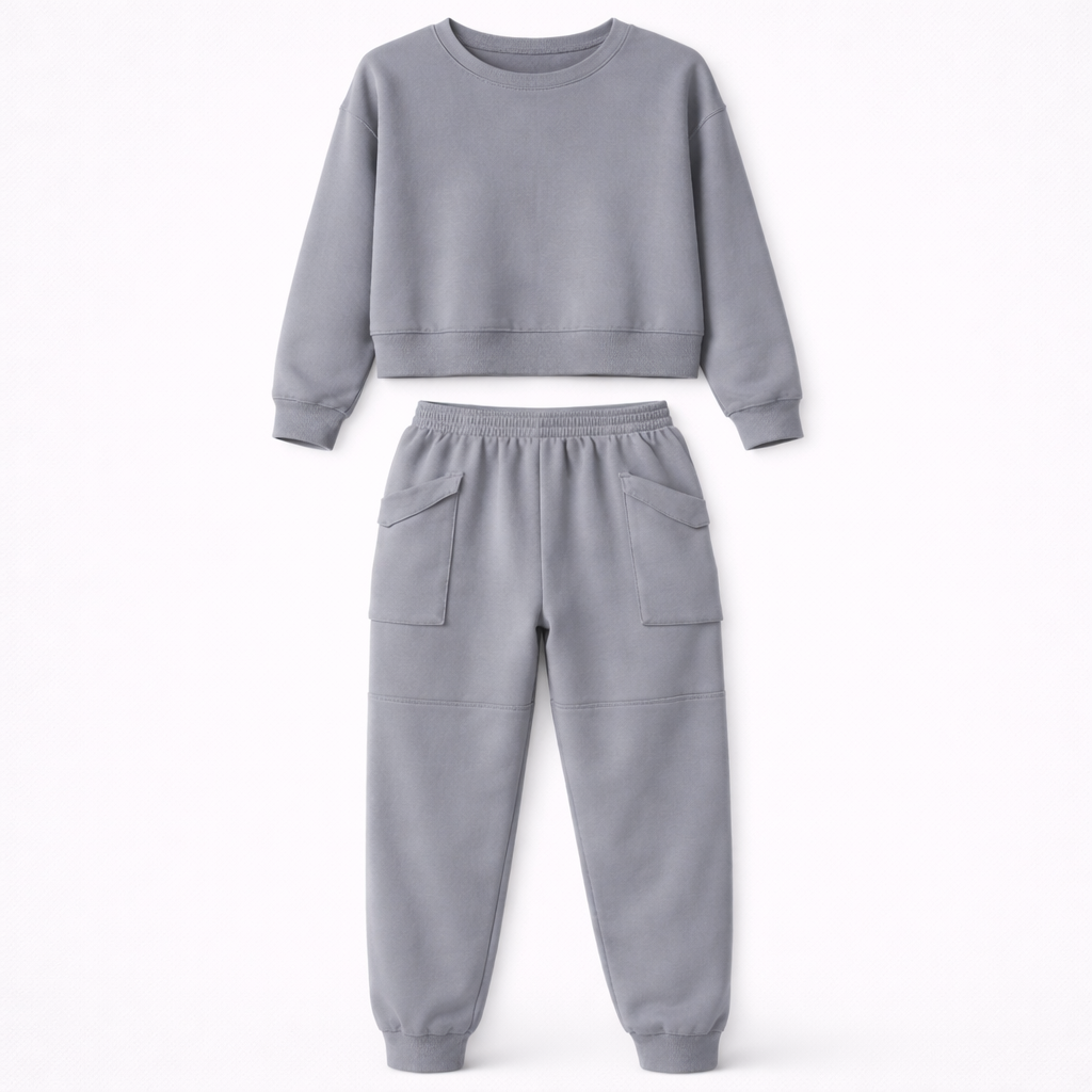 Jade Collins | Crop Sweatshirt & Cargo Jogger Set For Women