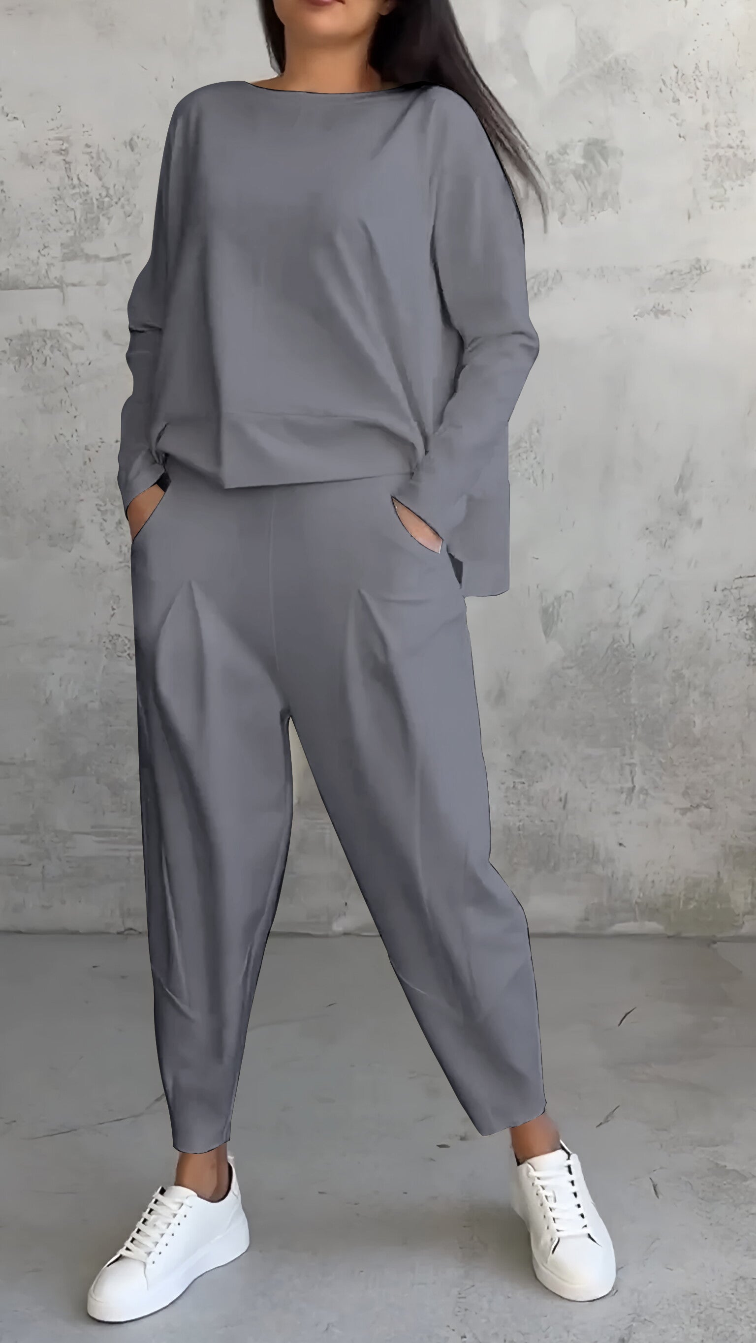 Jade Collins | Crop Sweatshirt & Cargo Jogger Set For Women
