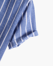 Lorenzo De Luca | Coastal Stripe Mandarin Shirt with Lightweight Comfort For Men