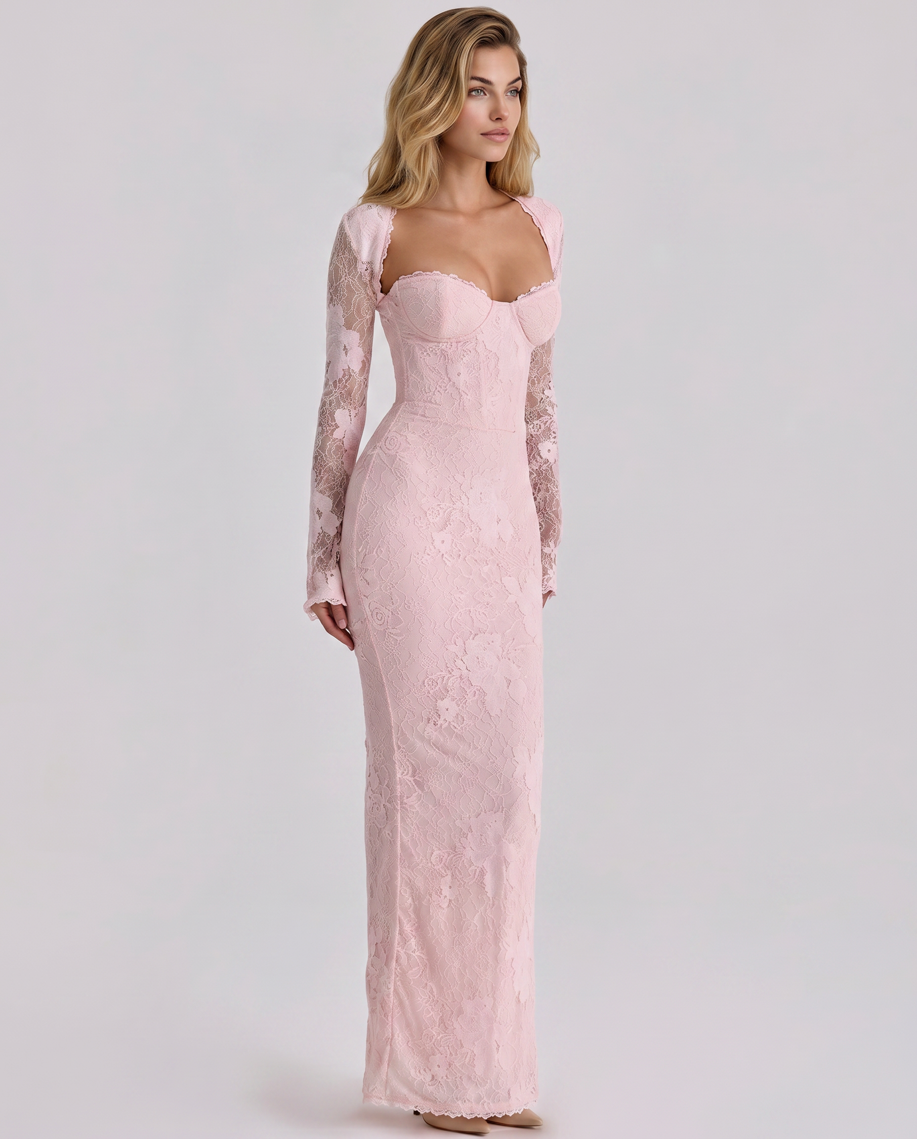 Isabelle Crawford | Lace Maxi Dress with Long Sleeves For Women