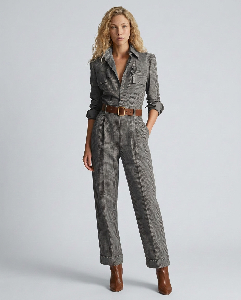 Sienna Whitmore | Tailored Plaid Jumpsuit For Women