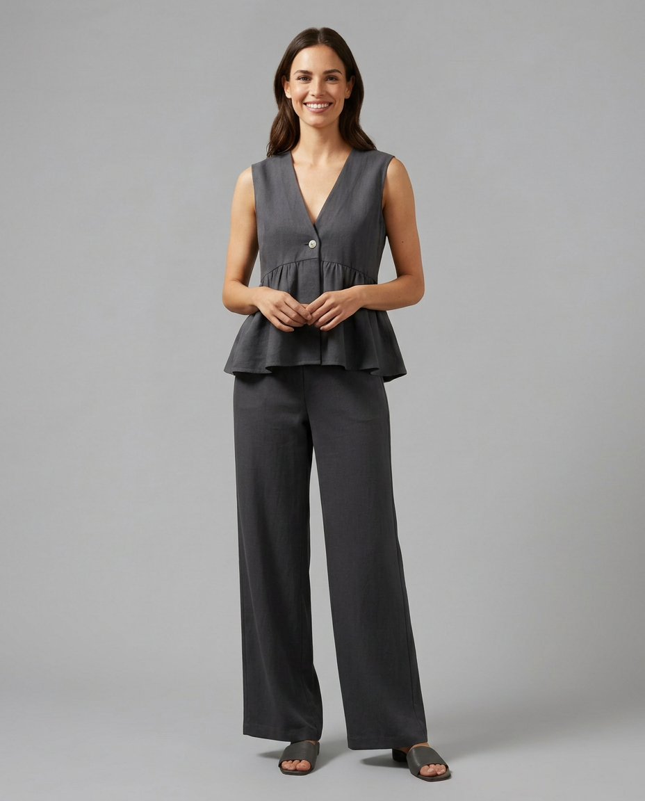 Elena Rossi | Elegant Wide Leg Set For Women