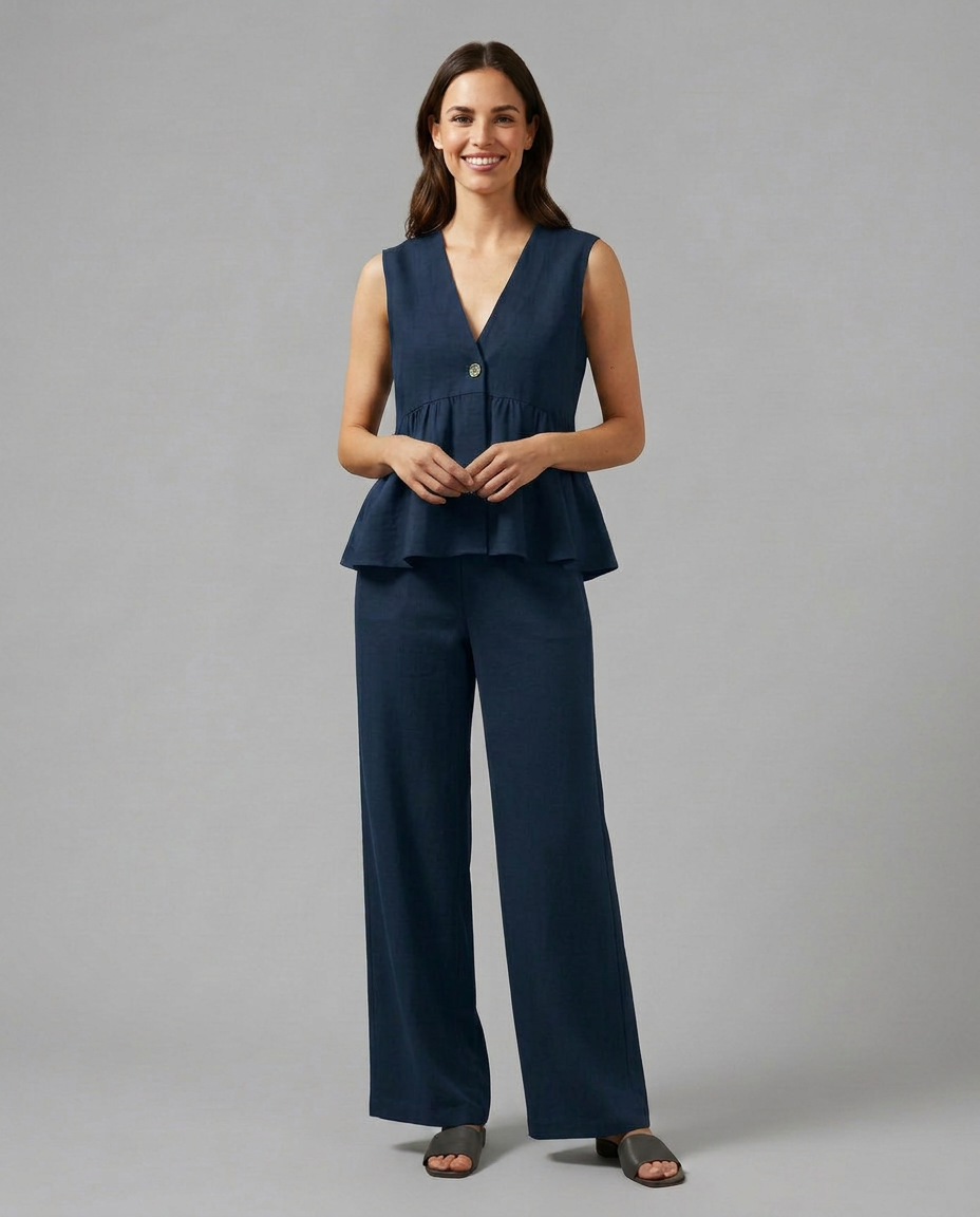 Elena Rossi | Elegant Wide Leg Set For Women