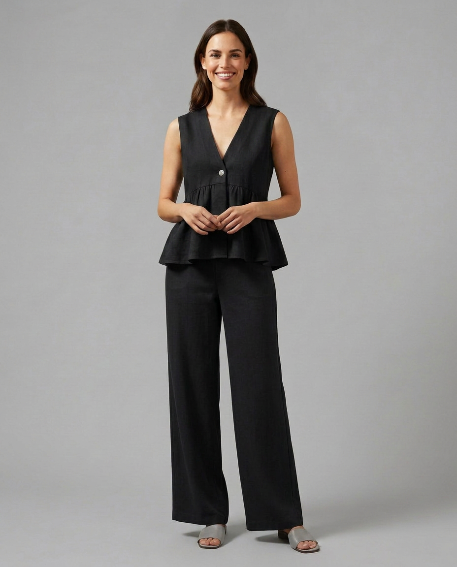 Elena Rossi | Elegant Wide Leg Set For Women