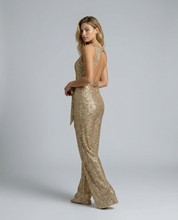 Sophie Bellini | Gold Sequin Evening Jumpsuit For Women