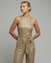 Sophie Bellini | Gold Sequin Evening Jumpsuit For Women