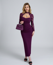 Elena Romano | Lace Sleeve Evening Maxi Dress For Women