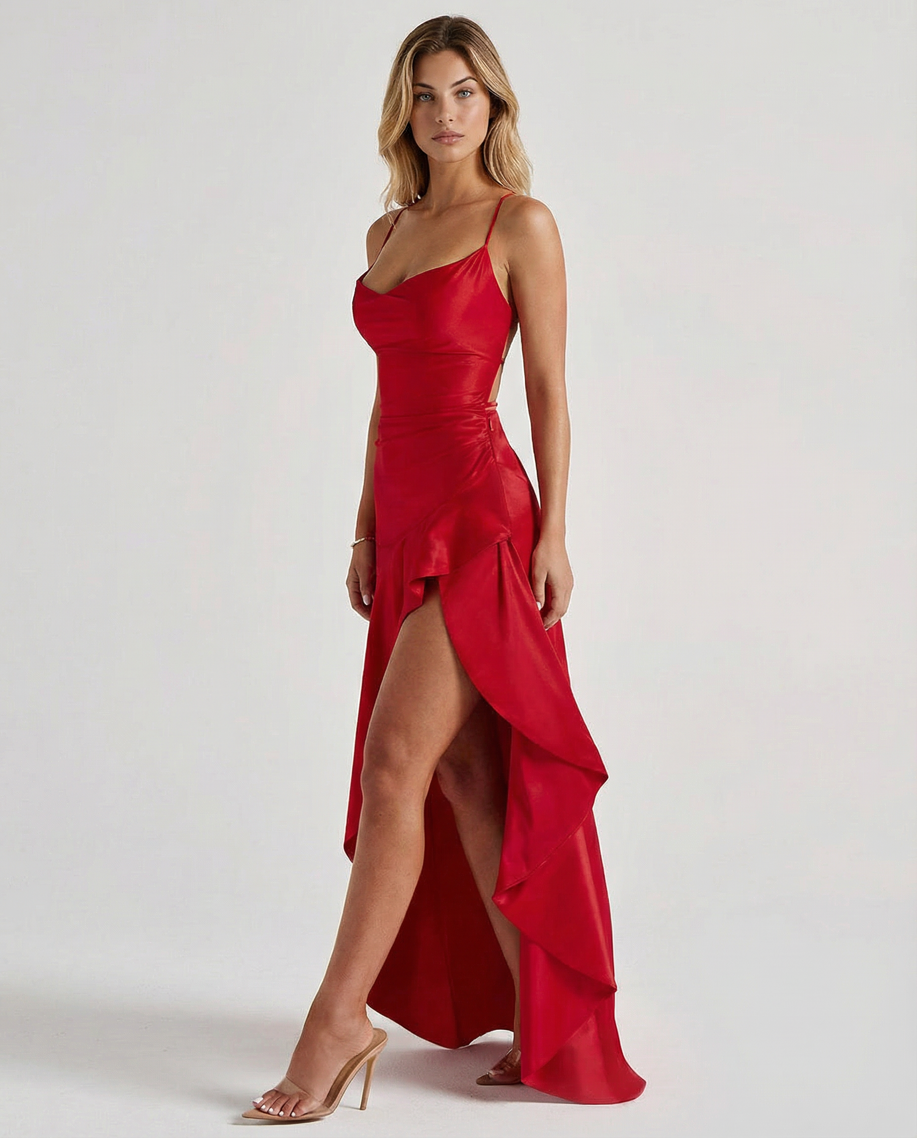 Rosalie Fontaine | Satin High Low Maxi Dress For Women