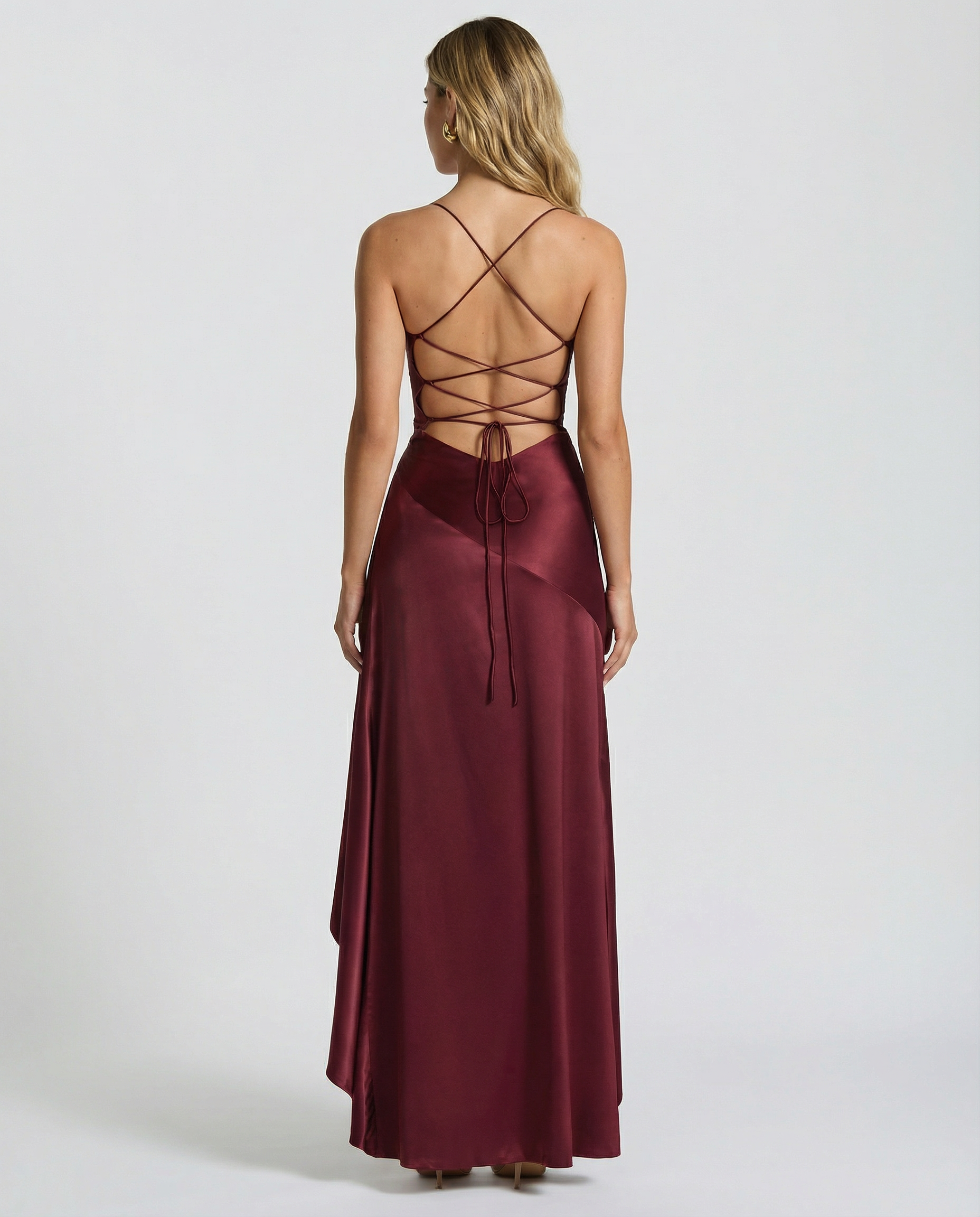 Rosalie Fontaine | Satin High Low Maxi Dress For Women