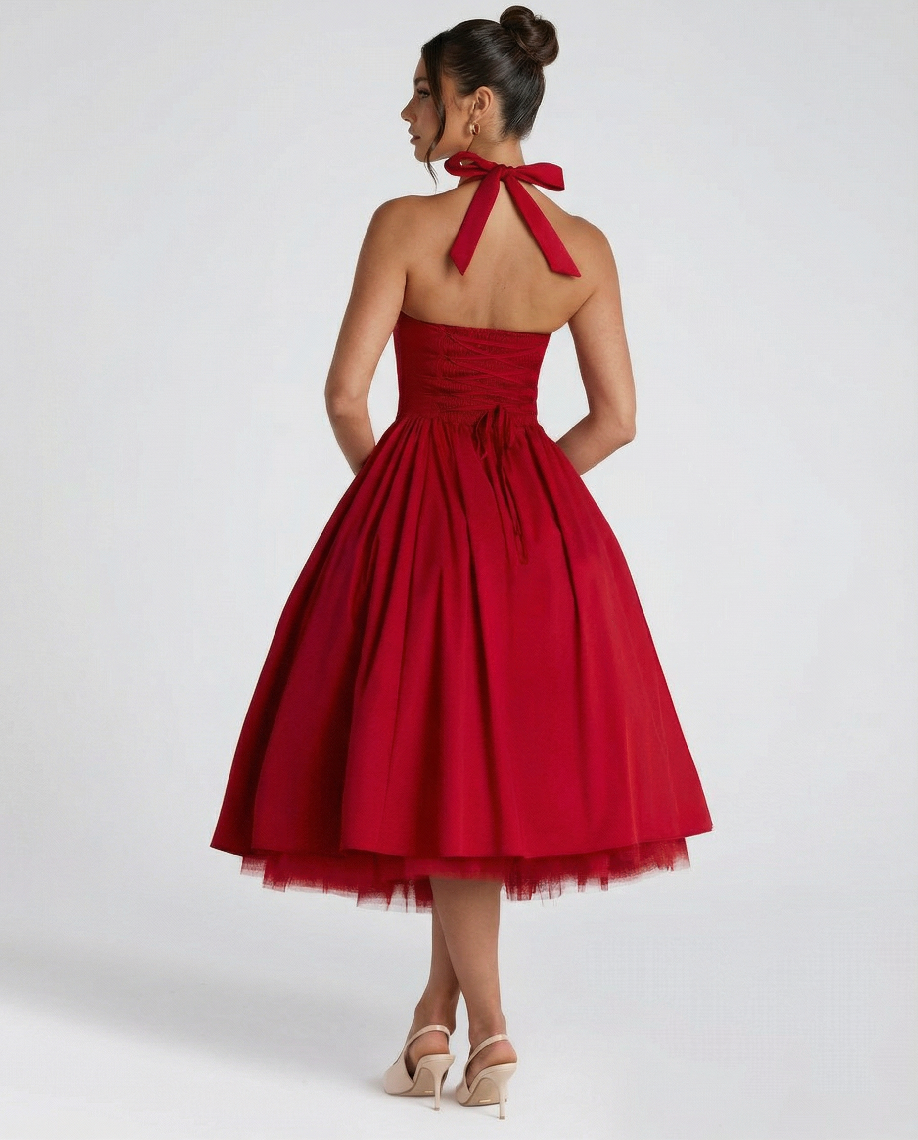 Elena Whitmore | Elegant White Midi Dress For Women