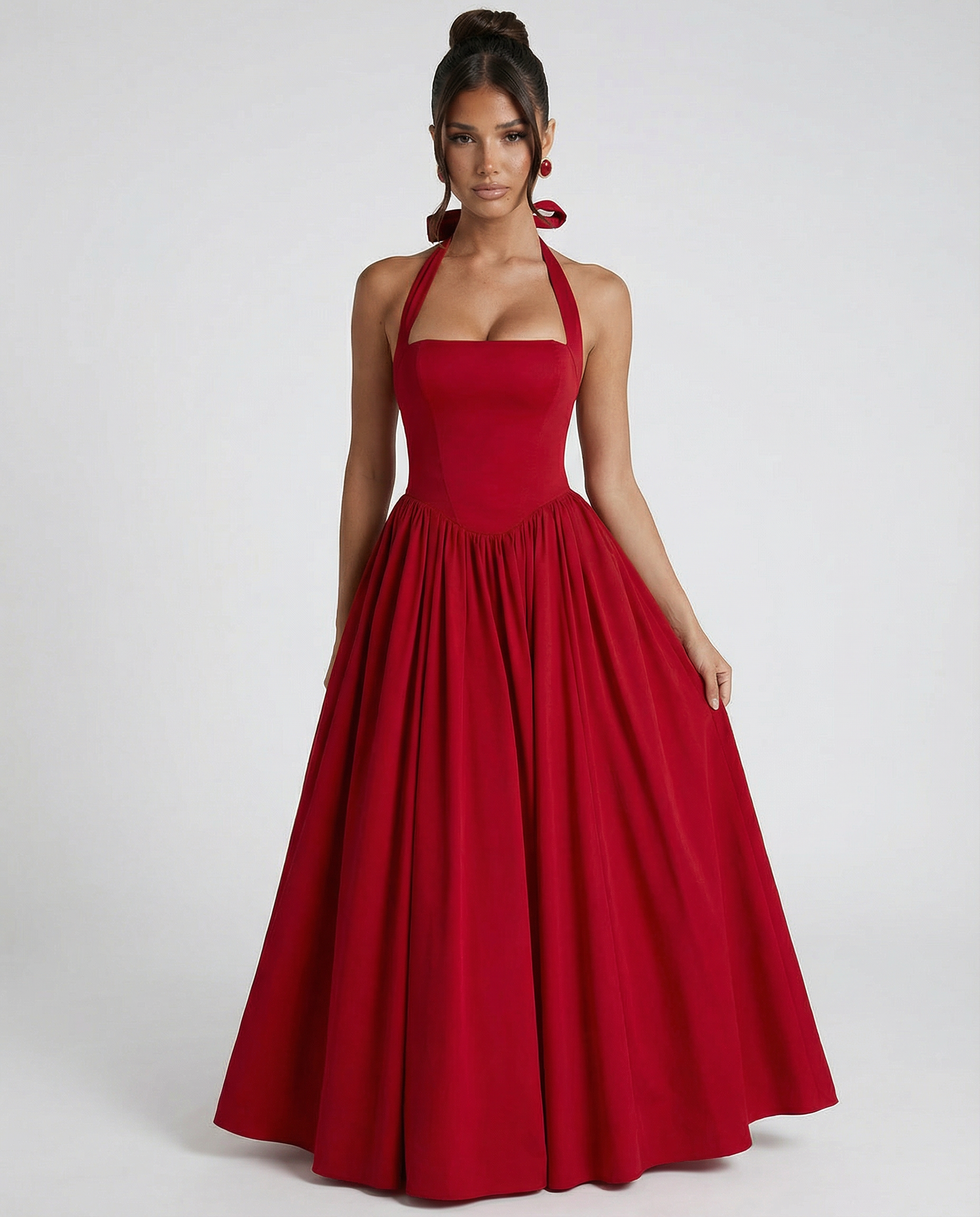 Elena Whitmore | Elegant White Midi Dress For Women