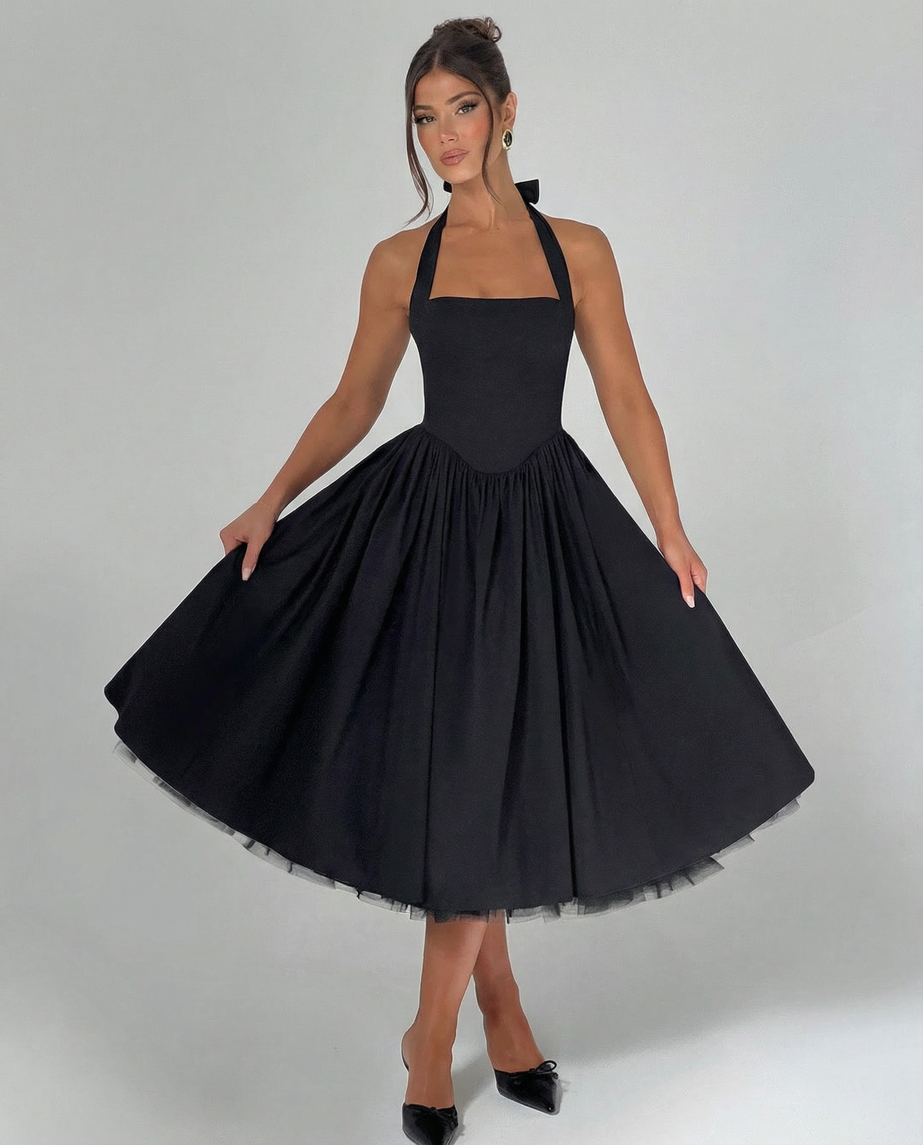 Elena Whitmore | Elegant White Midi Dress For Women