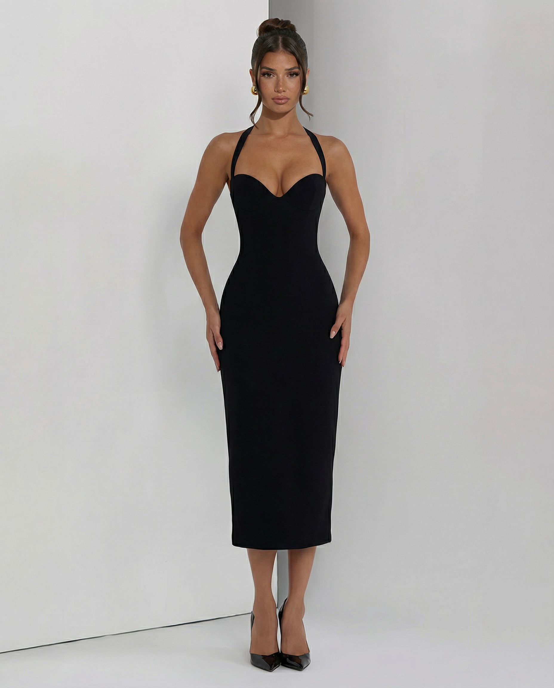 Camille Devereux | Elegant Halter Midi Dress For Women