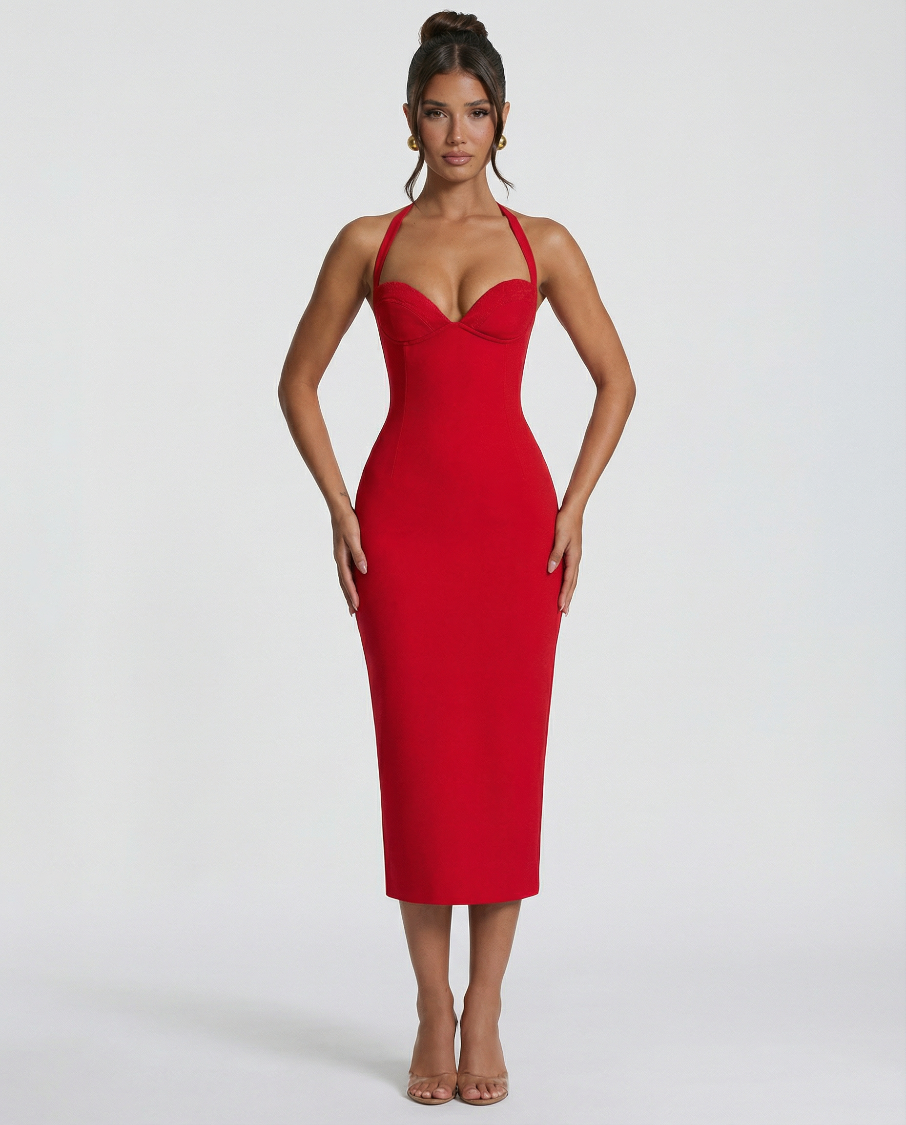 Camille Devereux | Elegant Halter Midi Dress For Women