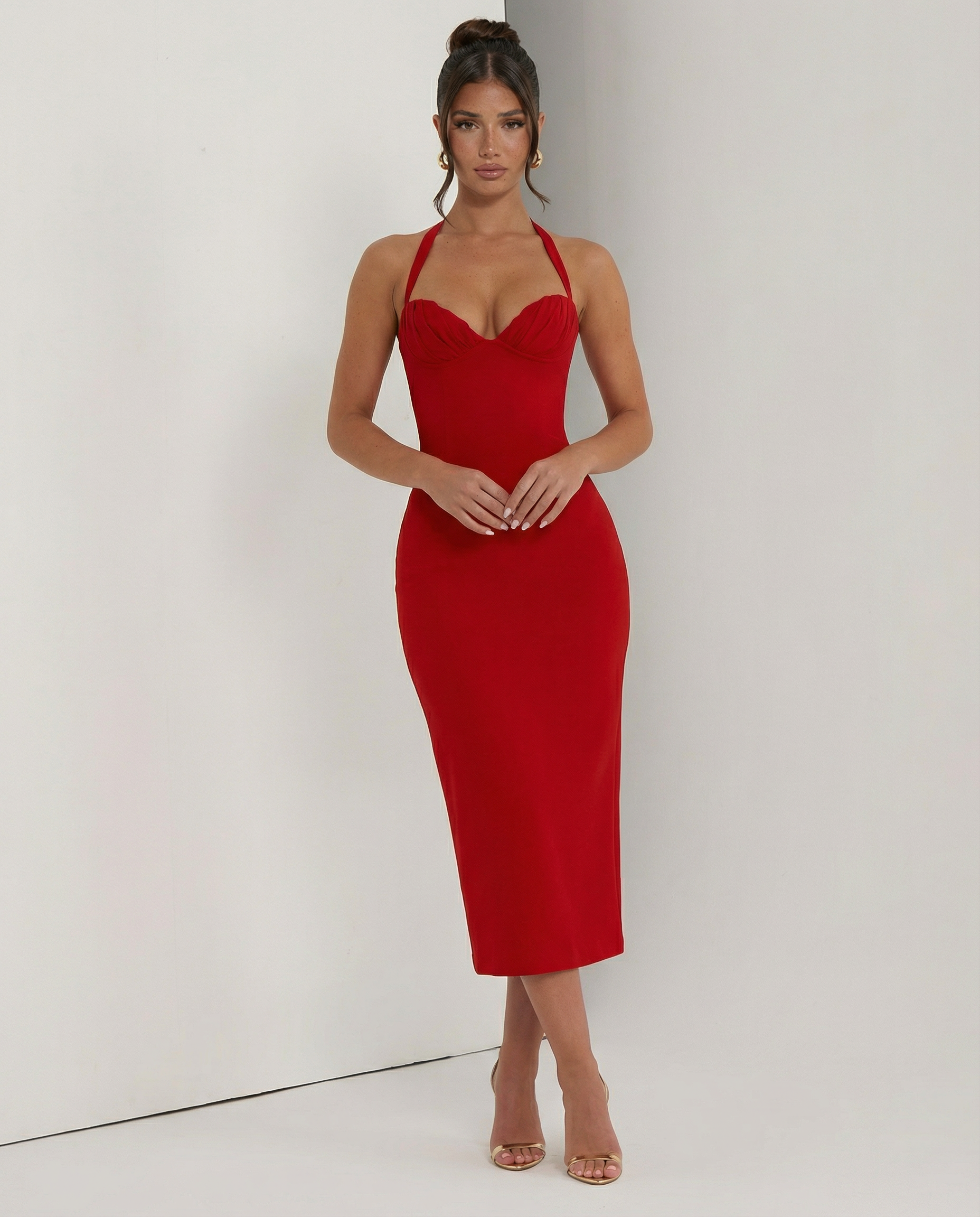 Camille Devereux | Elegant Halter Midi Dress For Women