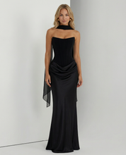 Vivienne Moretti | Black Satin Corset Maxi Dress For Women