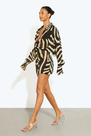 Phoebe Weston | Zebra Print Long Sleeve Mini Dress For Women