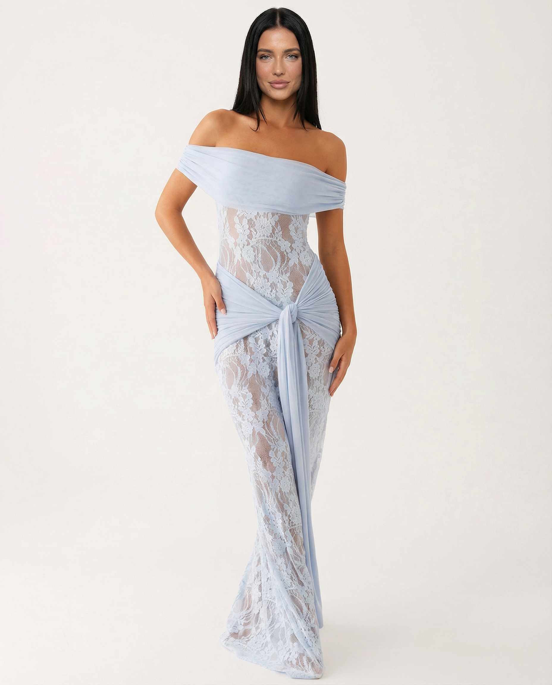 Elena Moretti | Lace Evening Maxi Dress For Women