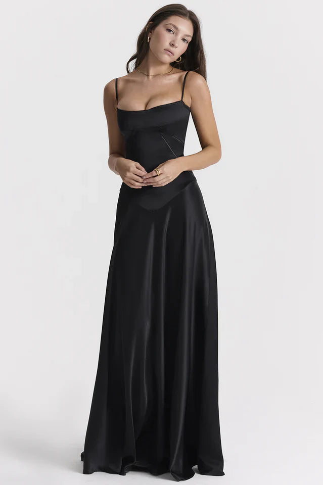 Camille Rossi | Elegant Satin Maxi Dress For Women