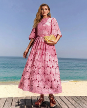 Sophie Laurent | Sky Blue Lace Midi Dress For Women