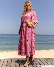 Sophie Laurent | Sky Blue Lace Midi Dress For Women