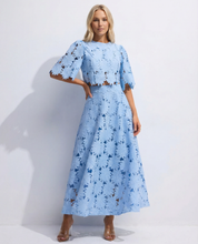 Sophie Laurent | Sky Blue Lace Midi Dress For Women