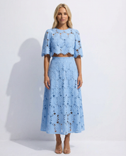 Sophie Laurent | Sky Blue Lace Midi Dress For Women