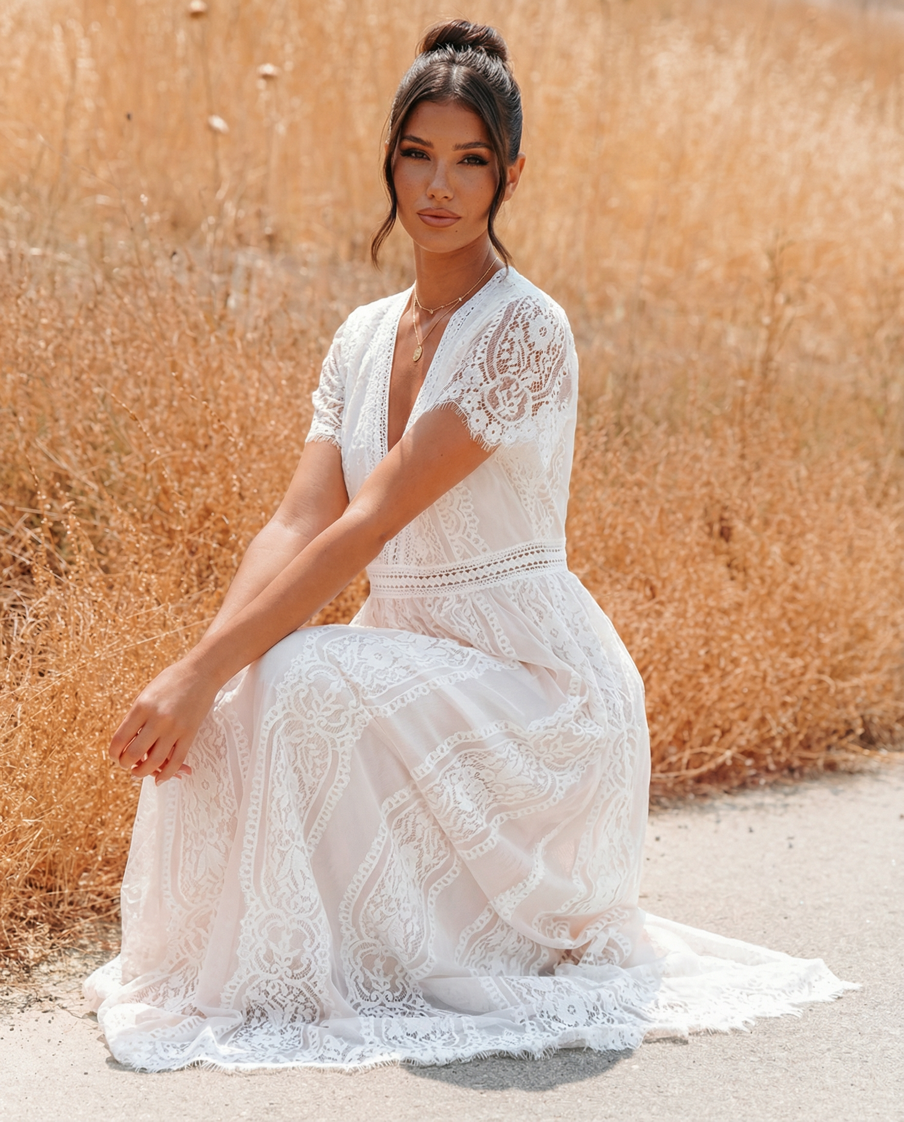 Amelie Laurent | Elegant Lace Maxi Dress For Women