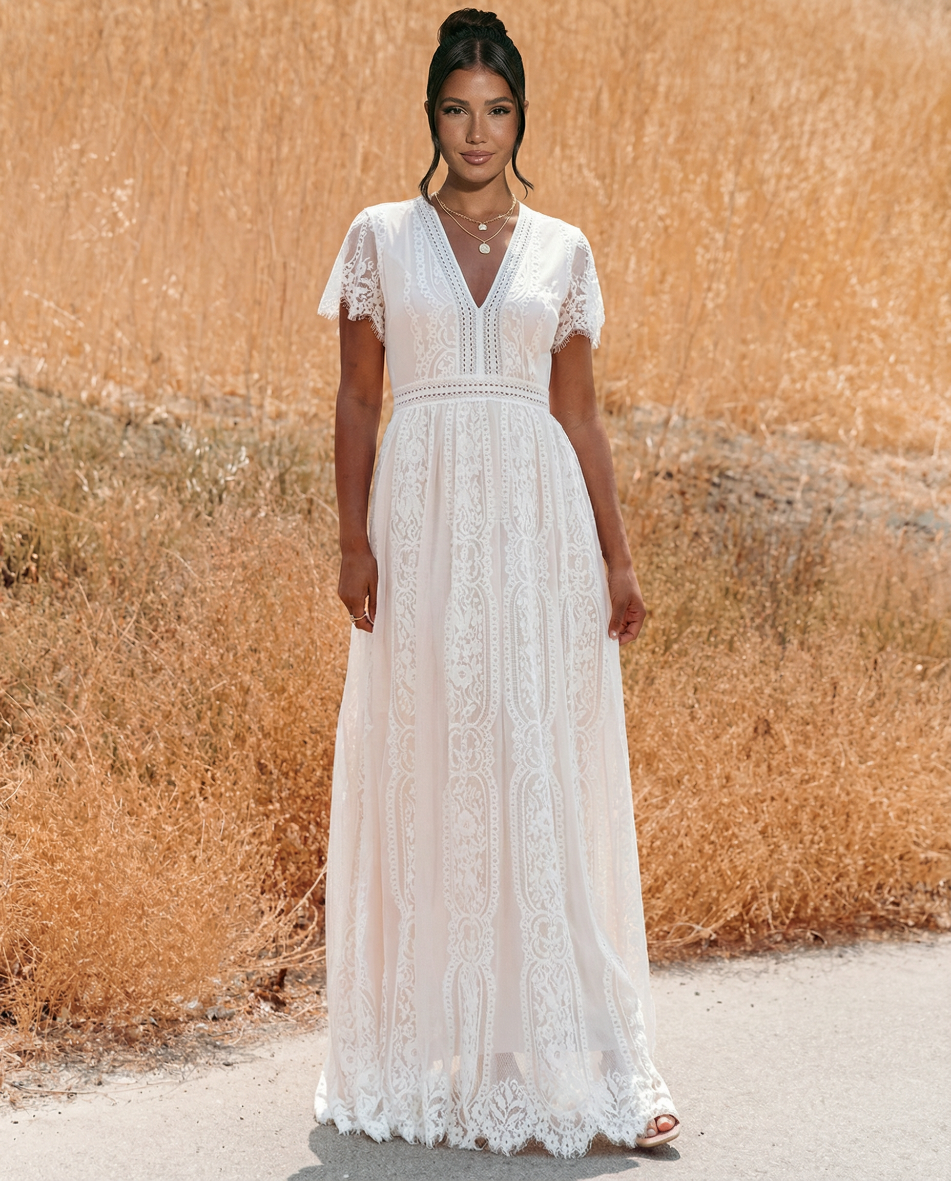 Amelie Laurent | Elegant Lace Maxi Dress For Women