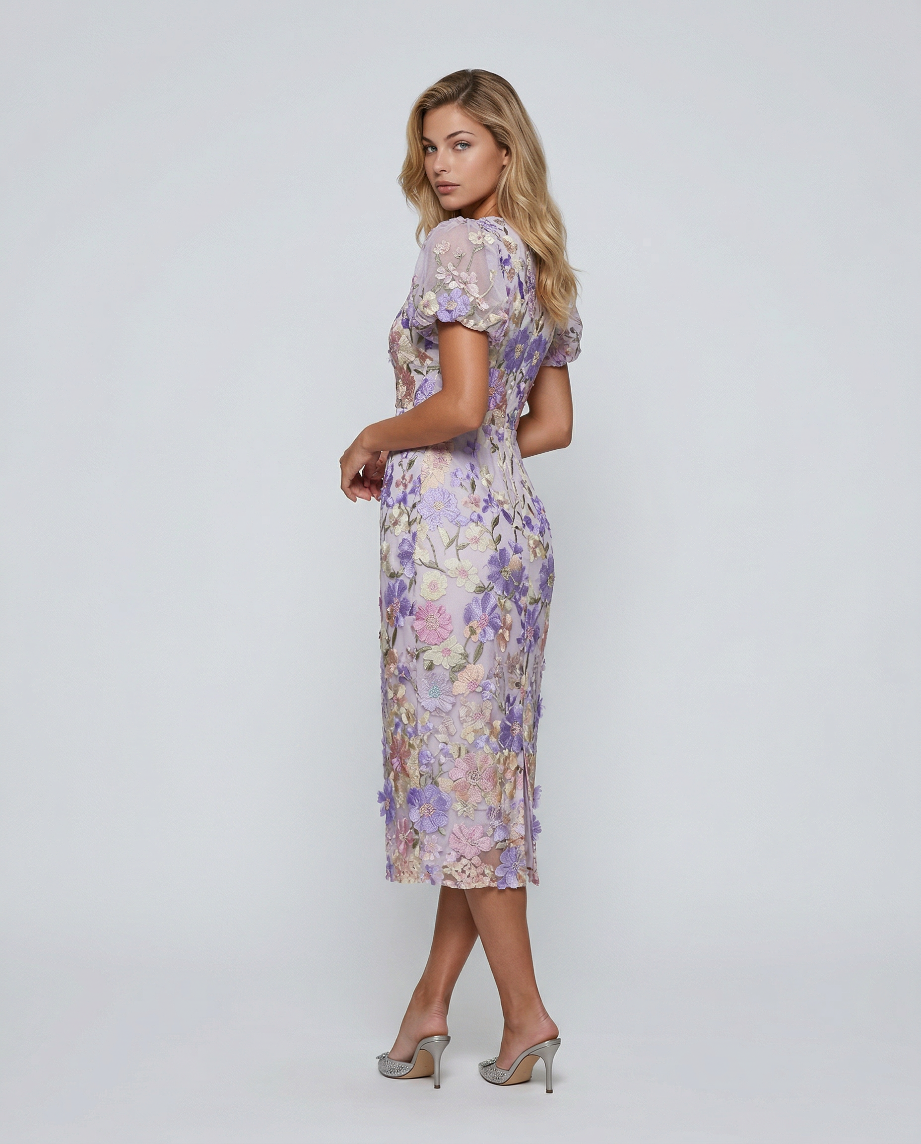 Felicity Ravensworth | Floral Embroidered Midi Dress For Women