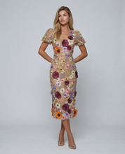 Amelia Thornton | V Neck Floral Embroidered Midi Dress For Women