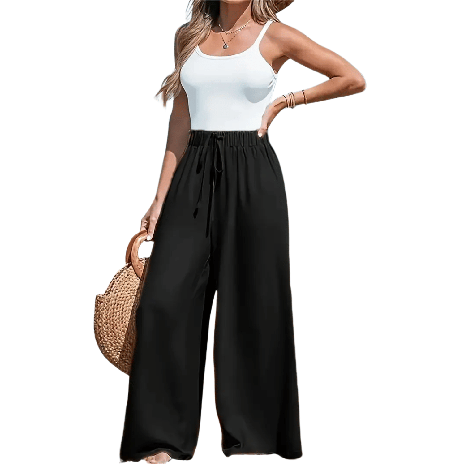 Elodie Thorne | High-Waisted Linen Look Trousers For Women