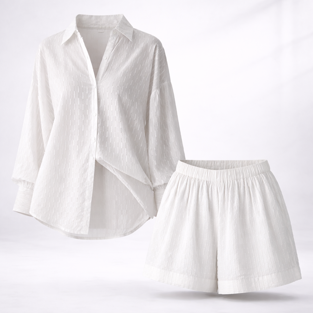 Charlotte Flemming | Embroidered Shirt & Shorts Set For Women
