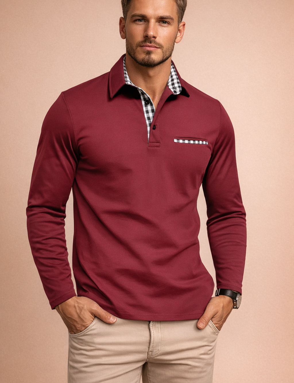 Luca Moreau | Long Sleeve Polo Shirt For Men